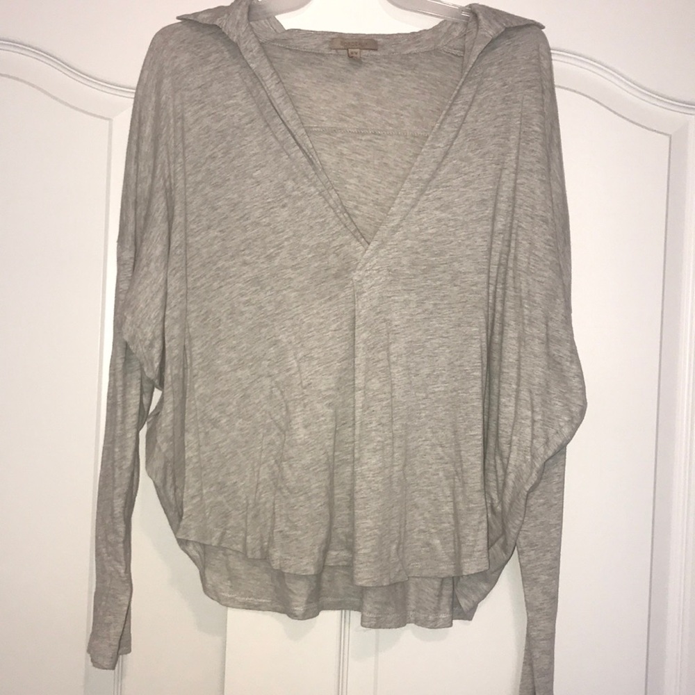 Anthropologie collard grey crop top